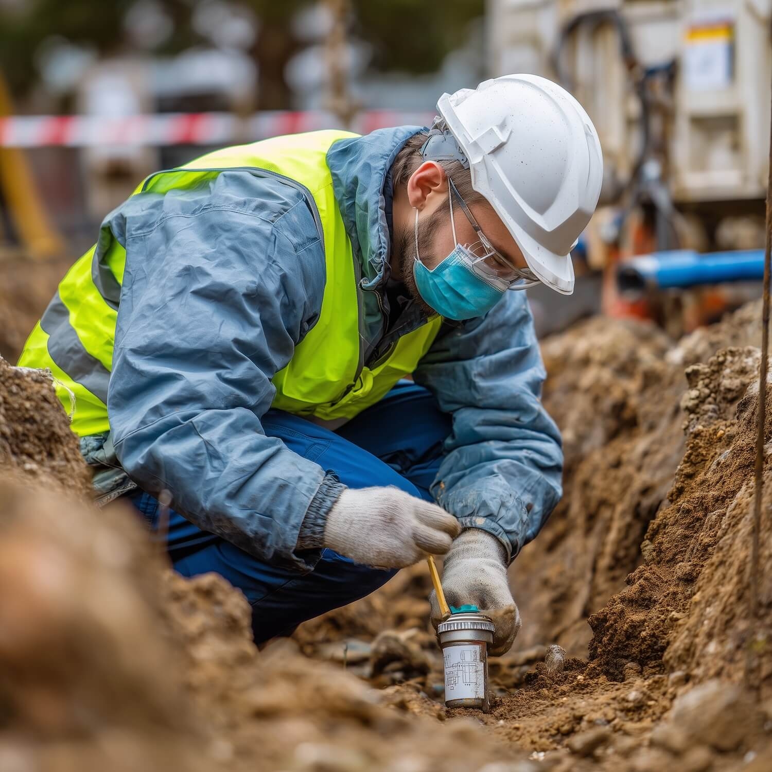 probenahme auf einer baustelle